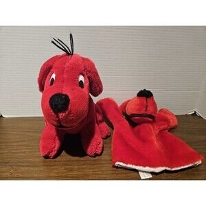 Lot Of 2 Vintage Clifford Plush And Dakin Hand Puppet Clifford The Big Red Dog